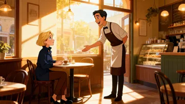 Im Café frühstücken